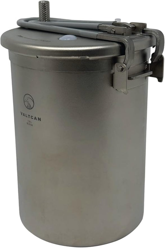 Valtcan 1800ml Titanium Pressure Rice Cooker Pot with Locking Lid | Lightweight Camping & Backpacking Cookware | Pure Titanium Bento Lunch Box | Rapid, Easy Rice & One-Pot Meals