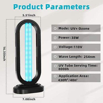 UV Light Sanitizer, 4-Speed Timing and Remote Control UVC Home Disinfection