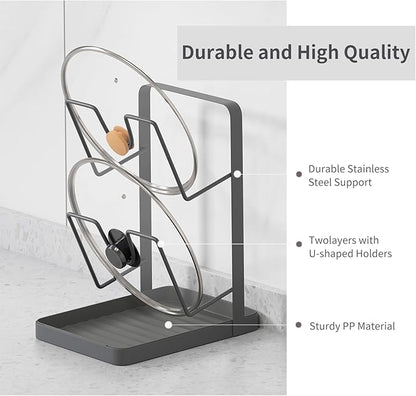 Kitchen Pot Lid Storage Rack, Stainless Steel Pot Lid Holder while Cooking