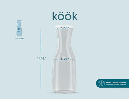 Glass Carafe Pitchers, by Kook, Large Carafe