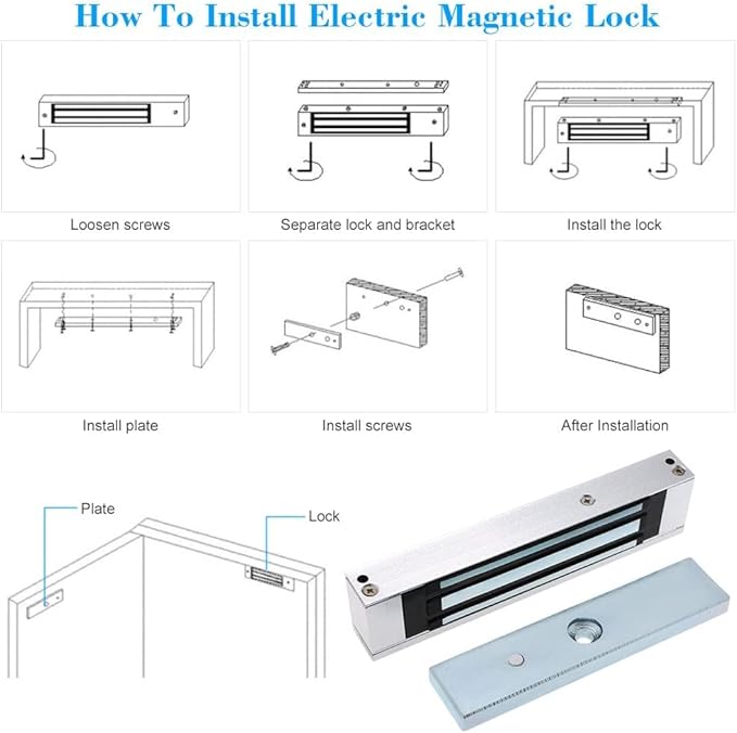 Electric Magnetic Lock 280KG 600LBS Holding Force Electromagnet Lock 12V Fail