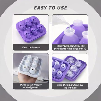 Skull Ice Cube Mold, 6-Cavity Silicone Ice Tray