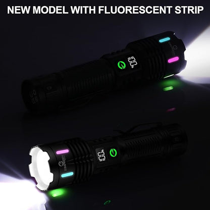 Esgreen Rechargeable Flashlights High Lumens 2000 Single 2 Modes, Super Bright LED Flashlight USB C Long Distance 3280ft, Powerful Long Lasting 10H Heavy Duty Strong Flash Light for Camping Hiking
