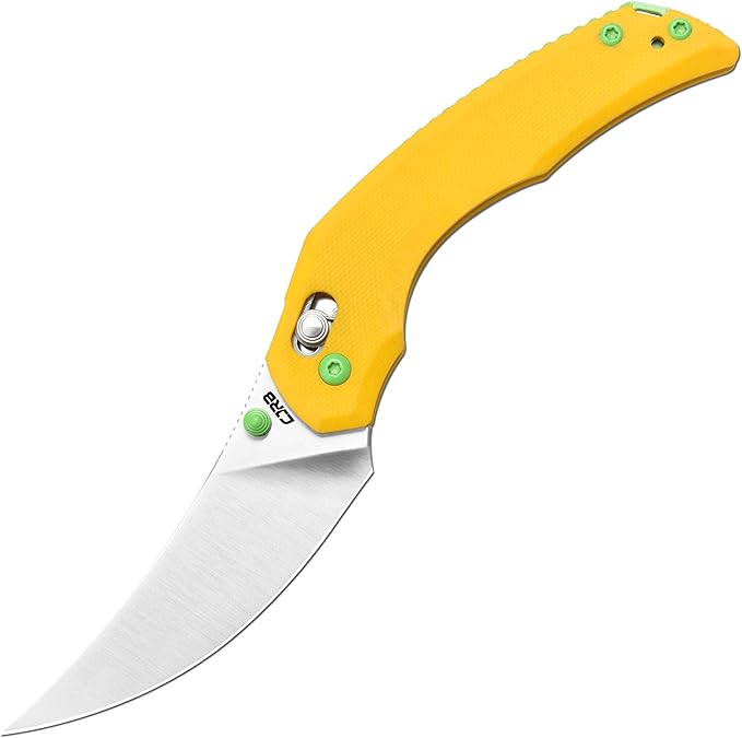 CJRB Nanner Folding Knife, 3.23" AR-RPM9 Steel Blade G10 Handle Pocket Knife for Men Women, Crossbar Lock EDC Knife for Camping Hiking, Designed by Dustin Rhodes(J1955 Yellow)