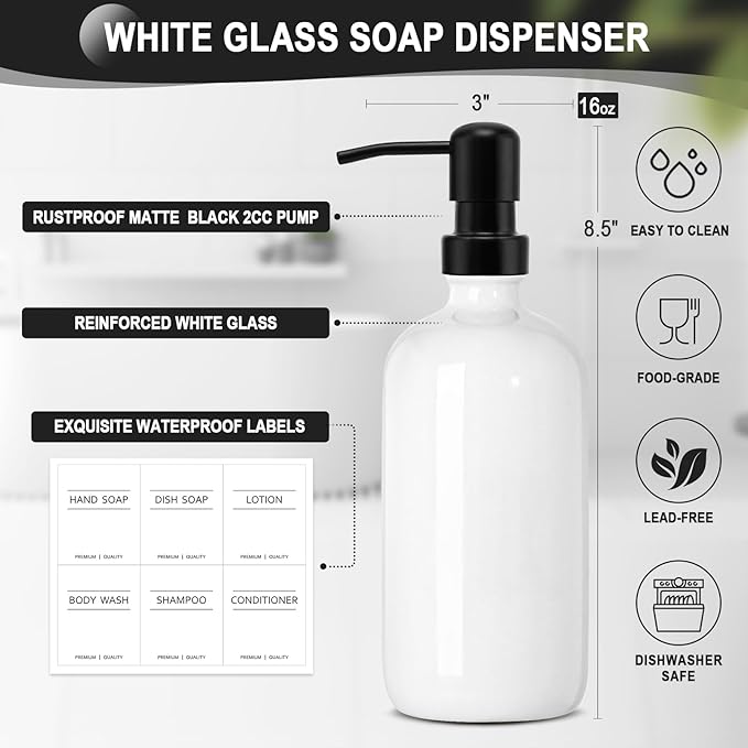 KASUNTING Hand Soap Dispenser for Kitchen, Bathroom Soap Dispenser Set