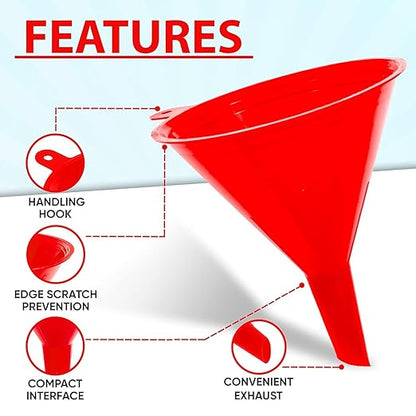 Funnel for Kitchen Use – Red Set in 4 Sizes | Durable, Non-Toxic Food Grade