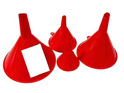 Funnel for Kitchen Use – Red Set in 4 Sizes | Durable, Non-Toxic Food Grade