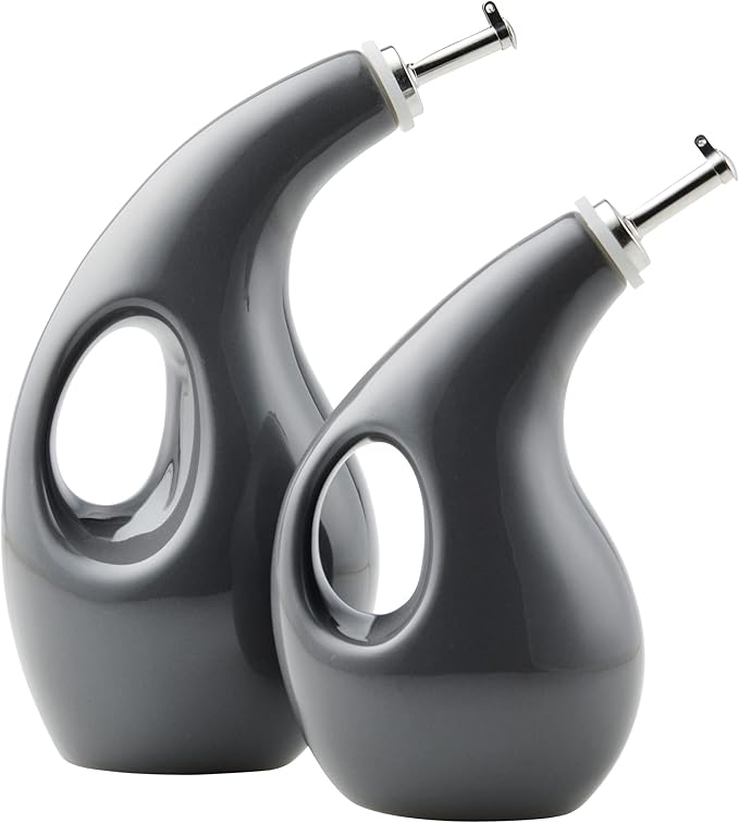 Rachael Ray Serveware Ceramic EVOO Oil and Vinegar Dispensing Bottle Set