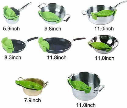 Clip-on Kitchen Food Strainer for Spaghetti, Vegetables. Silicone Kitchen Food