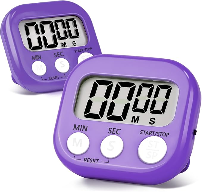 2 Pack Purple Digital Kitchen Timer Magnetic Digital Timer