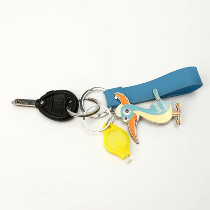 9PCS LED Flashlight Keychain Ring, Mini Small White Rows Ultra High Bright Tiny Micro UV Lighting Squeeze Penlight Button Bulk for Name Tag Pocket Emergency, Nurses Badge Reel Zipper, Multicolor Shell