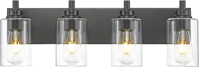 METWET 4-Light Bathroom Light Fixtures, Modern Vanity Lighting Fixtures Over