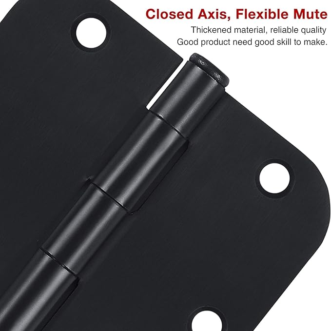 TDCHINGES 30 Pack Rounded Matte Black Door Hinges 3.5 Inch 5/8" Radius Interior