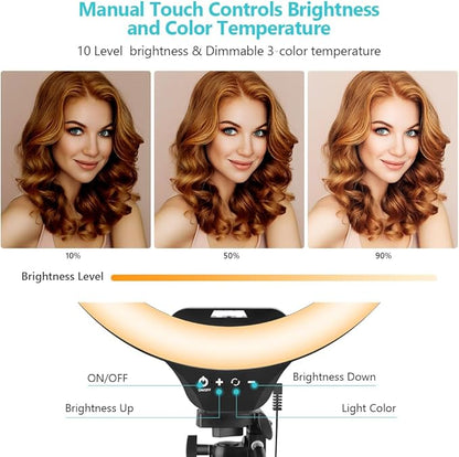 Sensyne 14" Ring Light with Tripod Stand, LED Circle Light with Phone Holder