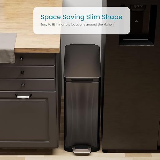 Home Zone Living 12 Gallon Slim Kitchen Trash Can