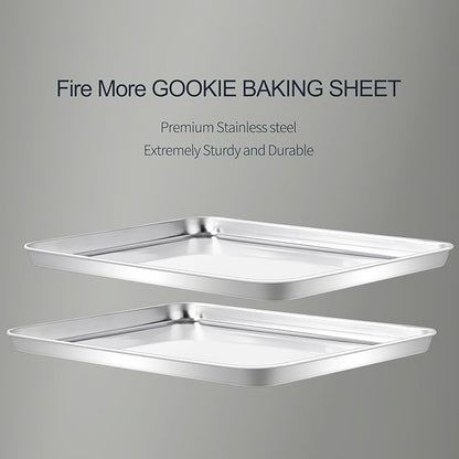 Stainless Steel Baking Sheet Set of 2-16" x 12" x 1" Heavy Duty Cookie Sheets