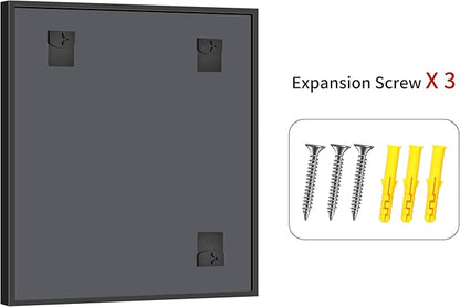 Bathroom Mirror, 42 x 36 Inch Brushed Black Rectangle Mirror, 0.6" Thickened