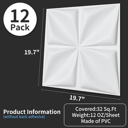 Art3d 19.7" x 19.7" 3D Wall Panels Lucky Leaves PVC Wall Panel