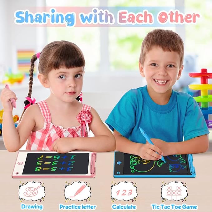 Hockvill LCD Writing Tablet for Kids 8.8 Inch, Toys for Girls Boys Drawing Pad for 3 4 5 6 7 Year Old Kid, Toddler Magnetic Doodle Board Travel Essential Christmas Birthday for Children BluePink