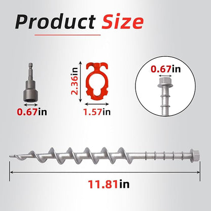 18 Pcs 12" Aluminum Ground Anchors, Tent Stakes Heavy Duty for Swing Set Anchors Screw in Kit for Tents, Canopies, Sheds,Amusement Facilities,Swing Sets Outdoor