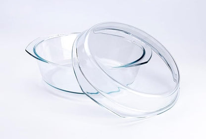 Round Tempered Glass Casserole Dish - 4QT