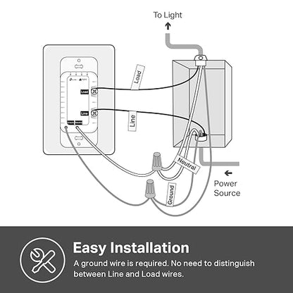 Kasa Smart Light Switch HS200P3, Single Pole, Needs Neutral Wire, 2.4GHz Wi-Fi