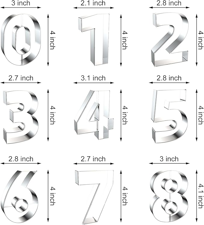 4 Inch Number Cookie Cutter Set