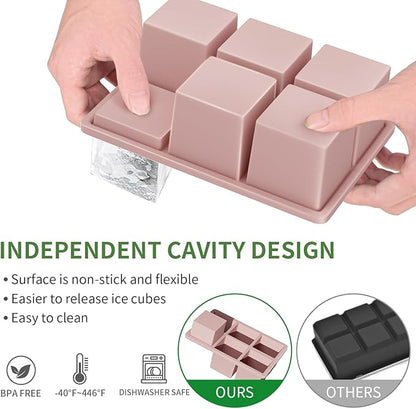 Large Ice Cube Tray for Whiskey: FDDBI Silicone Ice Cube Trays