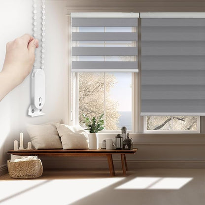 FOIRESOFT Standard Custom Blackout Zebra Roller Blinds Dual Layer Privacy Shade