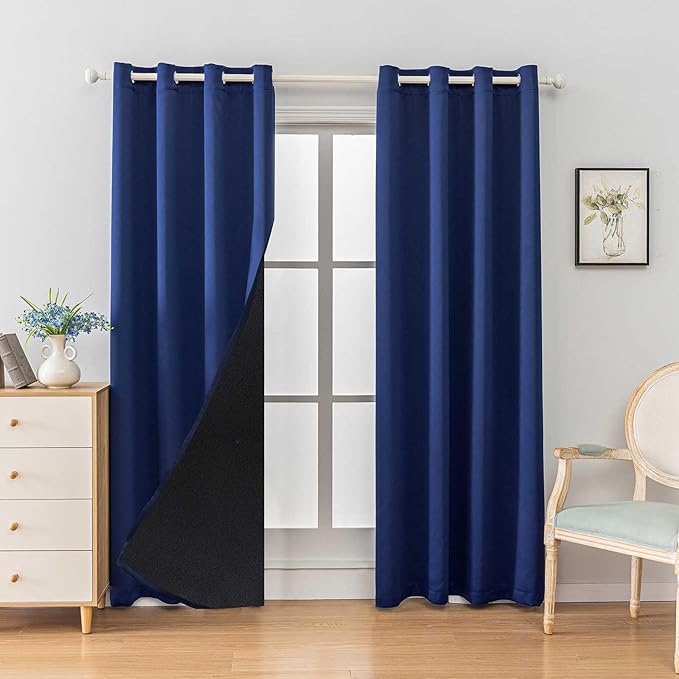 Anytime 100% Blackout Curtain 2 Panels Set, Thermal Insulated Window Drapes