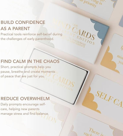 Mind Cards: New Parent Edition | 45 Daily Mindfulness & Positivity Cards | Self-Care & Emotional Wellbeing Gift for New Moms and Dads
