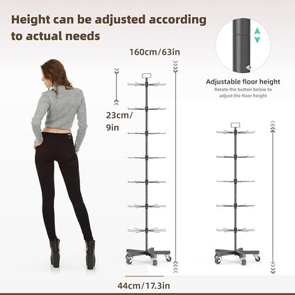 YEOOE Upgraded Retail Display Stand 7 Tier Spinning Display Stand, Movable Shop