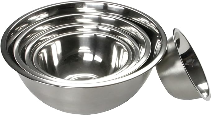 Chef Craft Brushed Mixing Bowl Set, 5 Piece Set, Stainless Steel