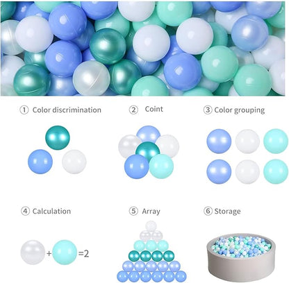GOGOSO Ball Pits Balls for Toddlers Pack of 50 100 200 Plastics Shape Ball Non-Phthalate Non-BPA Non-Toxic 2.2-Inch Crush Proof Play Balls