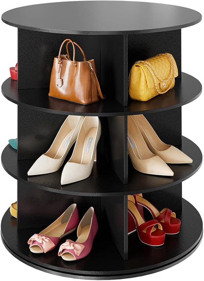 SpaceAid 3 Tier Rotating Shoe Rack Tower, Spinning Shoe Display Lazy Susan