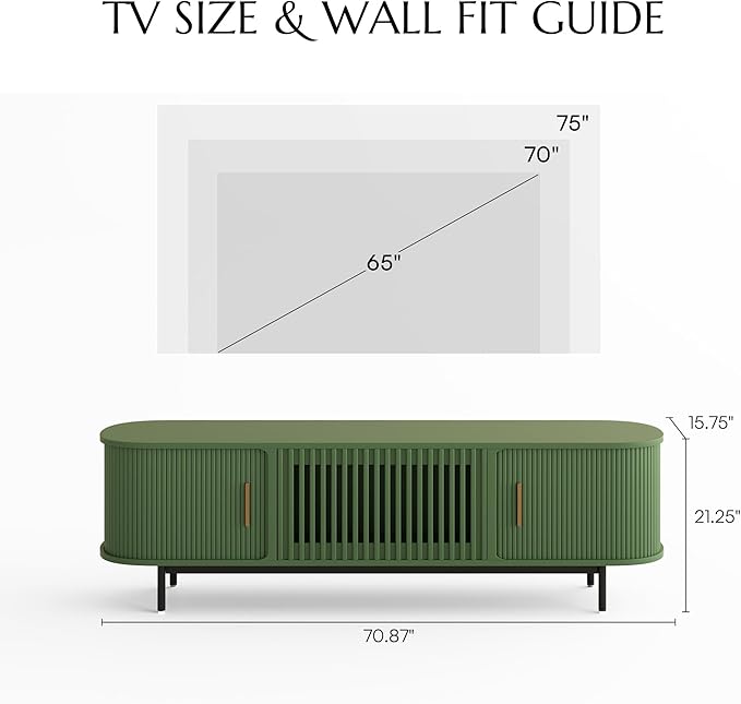 POVISON Fully-Assembled Modern Green TV Stand