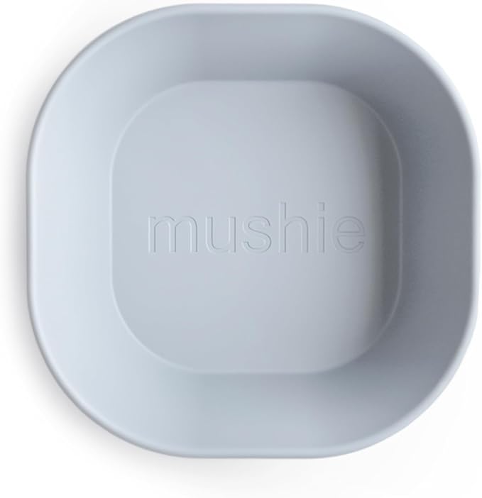 mushie Square Dinnerware Bowls for Kids | Made in Denmark, Set of 2 (Cloud)