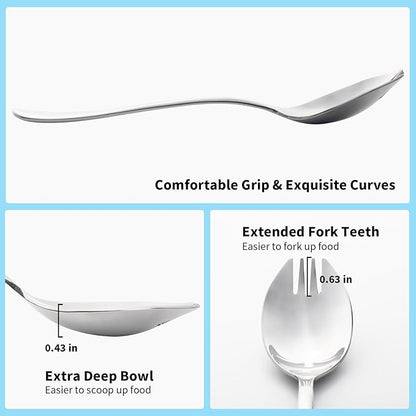 Alata Sporks, 8-Pack Food-grade Stainless Steel Sporks, 7.4 Inches Long Handle Salad Forks For Dessert, Ice Cream, Salad, Soup, Noodle, Spaghetti, Dishwasher Safe