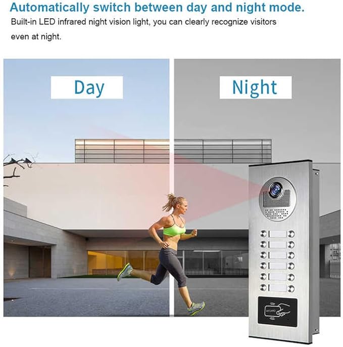 Wired Video Multifamily Apartment Intercom System, 2/3/4/6/8/10/12 Units 7 inch