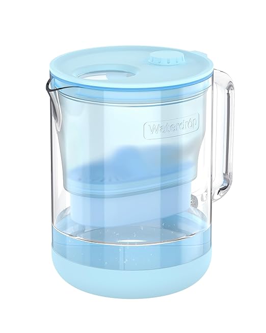 Waterdrop PT-72B-A Glass Alkaline Water Filter Pitcher, Eco-Friendly, Enhances