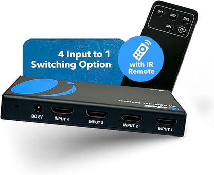 OREI 8K 4x1 HDMI 2.1 Switch 4K @ 120hz Switcher 4 in 1 Out, Support HDR