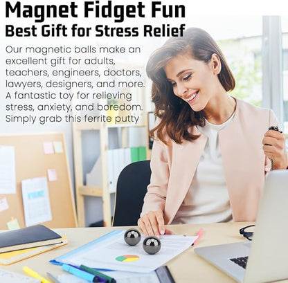 Cool Fidget Magnet Ferrite Putty, Slime Putty Party Favors, Hematite Magnetic Stones Eggs with 1.26 inch Magnet Balls, Anti Anxiety Desk Toy, Stress Relief EDC Toy Atuism Slime Putty& Science Kit Gift