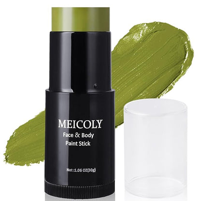 MEICOLY Light Green Face Body Paint Stick(1.06 Oz),Elphaba Green Face Paint,Disgust Goblin Witch Face Makeup,Hunting Camo Gamora,Christmas Makeup Stocking Stuffers,Ogre Green