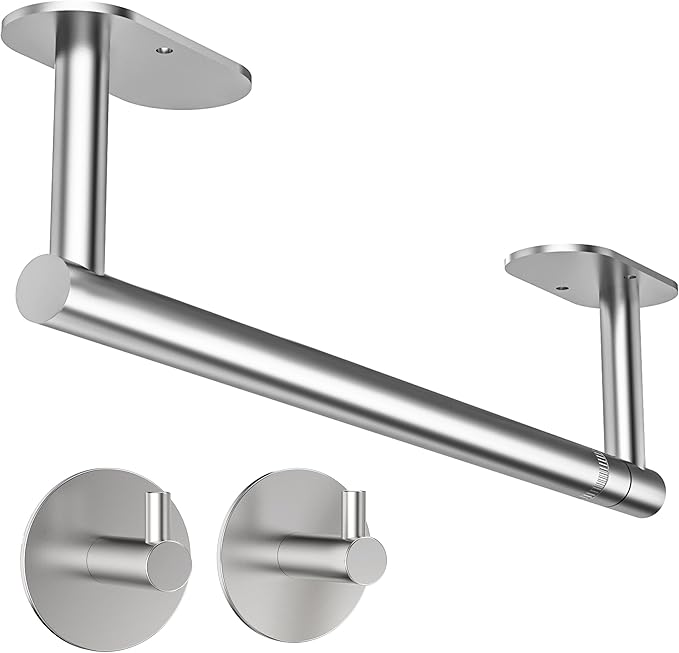 Paper Towel Holder Under Cabinet, Self Adhesive or Wall Mounted SUS304