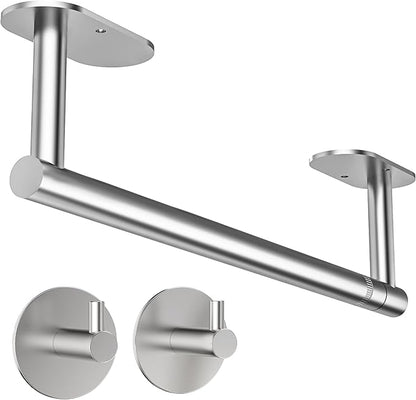 Paper Towel Holder Under Cabinet, Self Adhesive or Wall Mounted SUS304
