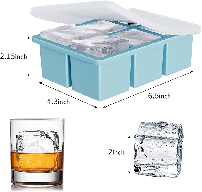 Large Ice Cube Tray for Whiskey: FDDBI Silicone Ice Cube Trays