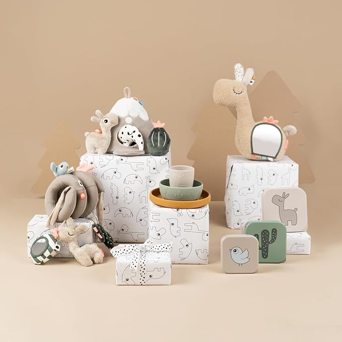 Done by Deer Lalee Sand Activity Spiral Baby Toy - Sensory Cactus, Mirror, and Crinkle Sound for Cots, Car Seats, Strollers, and Prams - Perfect Travel Companion