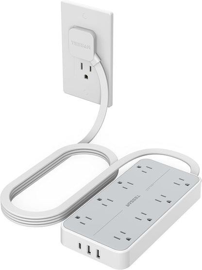 TESSAN Flat Plug Extension Cord 6 FT, Surge Protector Power Strip