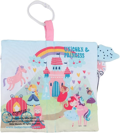 Unicorn Baby Books 0-6 Months Toys 6 to 12 Months, Touch Feel Cloth Crinkle Books for Babies,Infants, Soft Sensory Stroller Toys Baby Gifts Shower Items, Chweing Book, Easter Gift-Princess