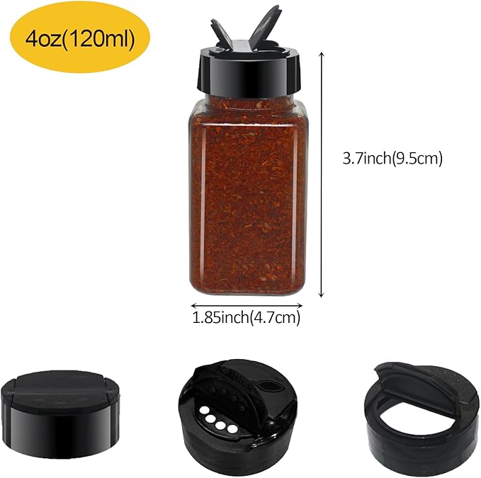 24 Pack 4oz Clear Plastic Spice Jars